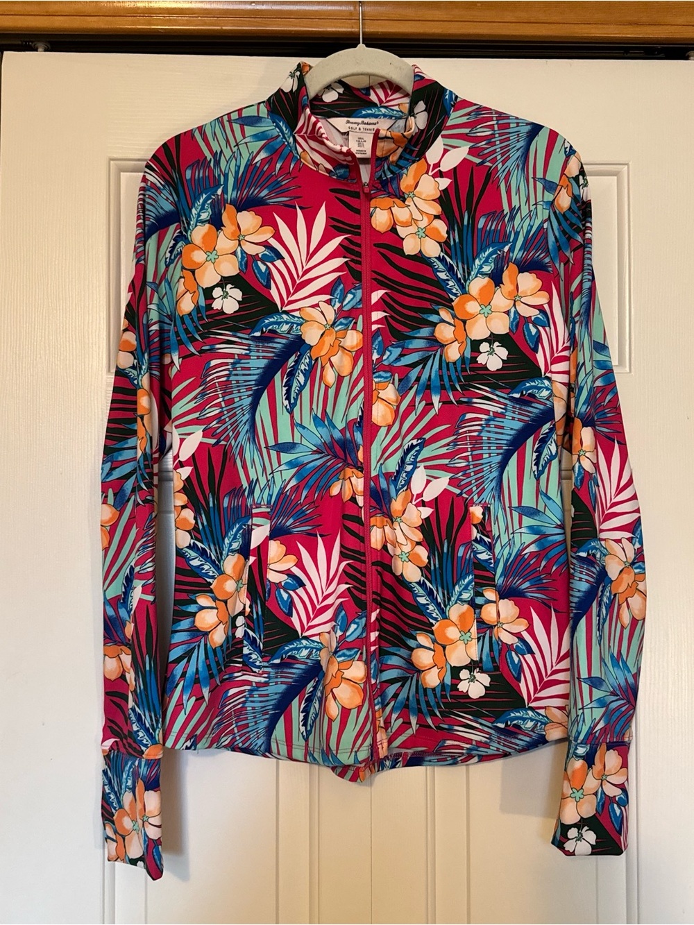 Tommy Bahama Full Zip Golf Jacket L Floral Tennis Resort Pickleball Pockets